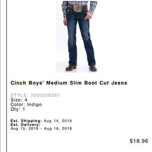 Cinch Boys' Medium Slim Boot Cut Jeans